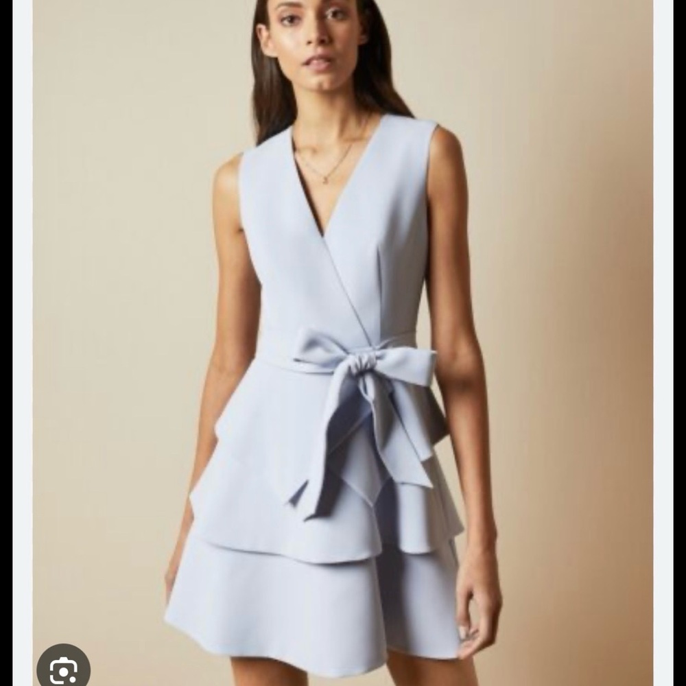 Ted Baker London Light Blue Ruffle Mini Dress
